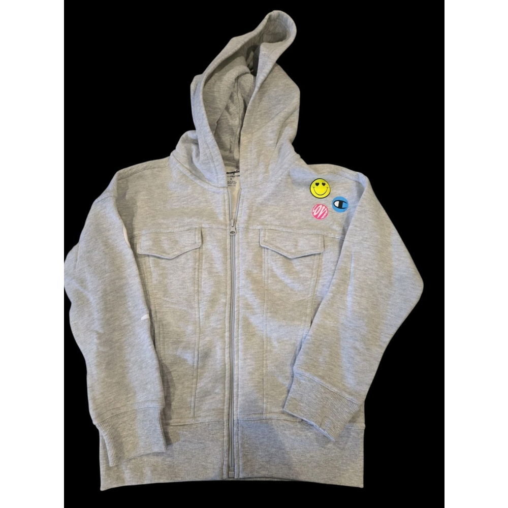 Champion Girls Size Small Grey Smiley Zip Front Sweatshirt Hoodie NWT (C-50)